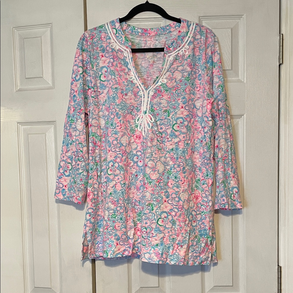 Nwt Lilly Pulitzer Pink Kaia Knit Tunic Resort White Love Bug